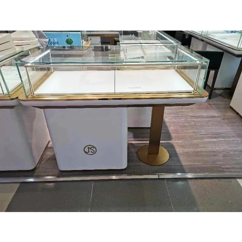 custom.High-End LED Lighting Tempered Glass Jewelry Showcase Store Display Counter Fixtures Furniture Jewelry Shops