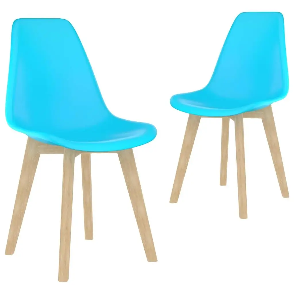 Set of 2 Blue Plastic Dining Chairs - Modern, Durable & Stylish Design for Home or Office