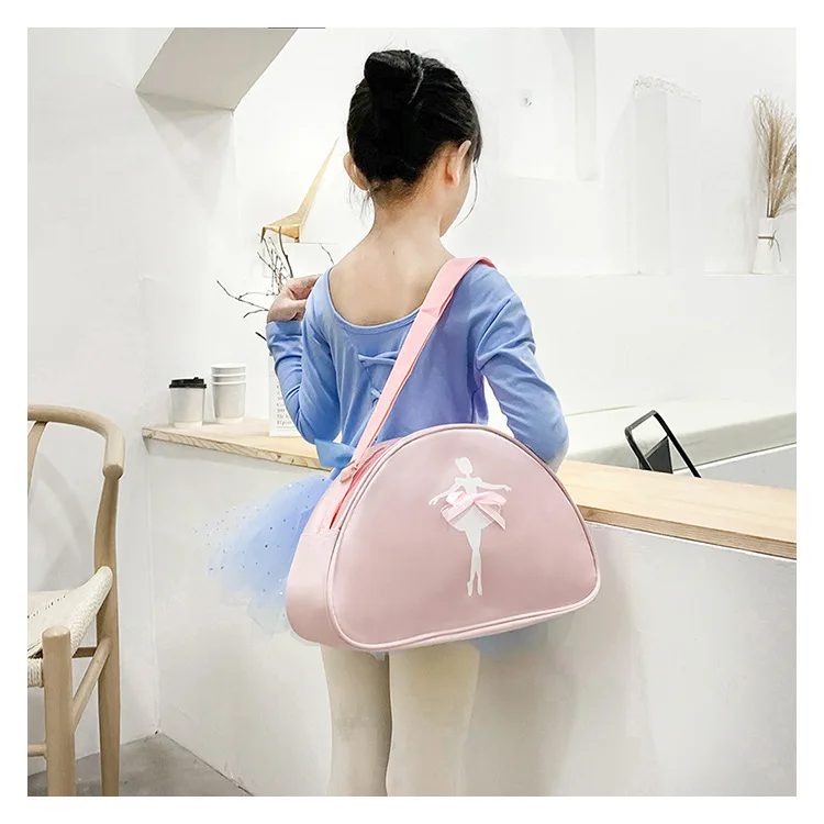 Children's dance shoulder backpack cute color contrast large capacity nylon cloth waterproof Latin ballet storage backpack