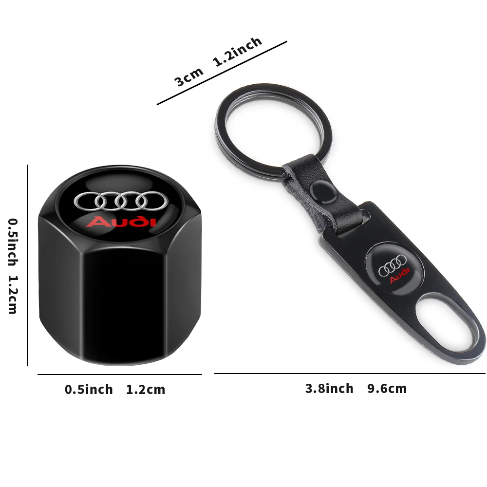 3D Metal Car Wheel Tire Valve Stem Caps Key Chain Auto Accessories For Audi A4 B5 B6 B7 B8 B9 A3 8P 8V 8L A5 A6 C6 C5 C7 4F A1 S