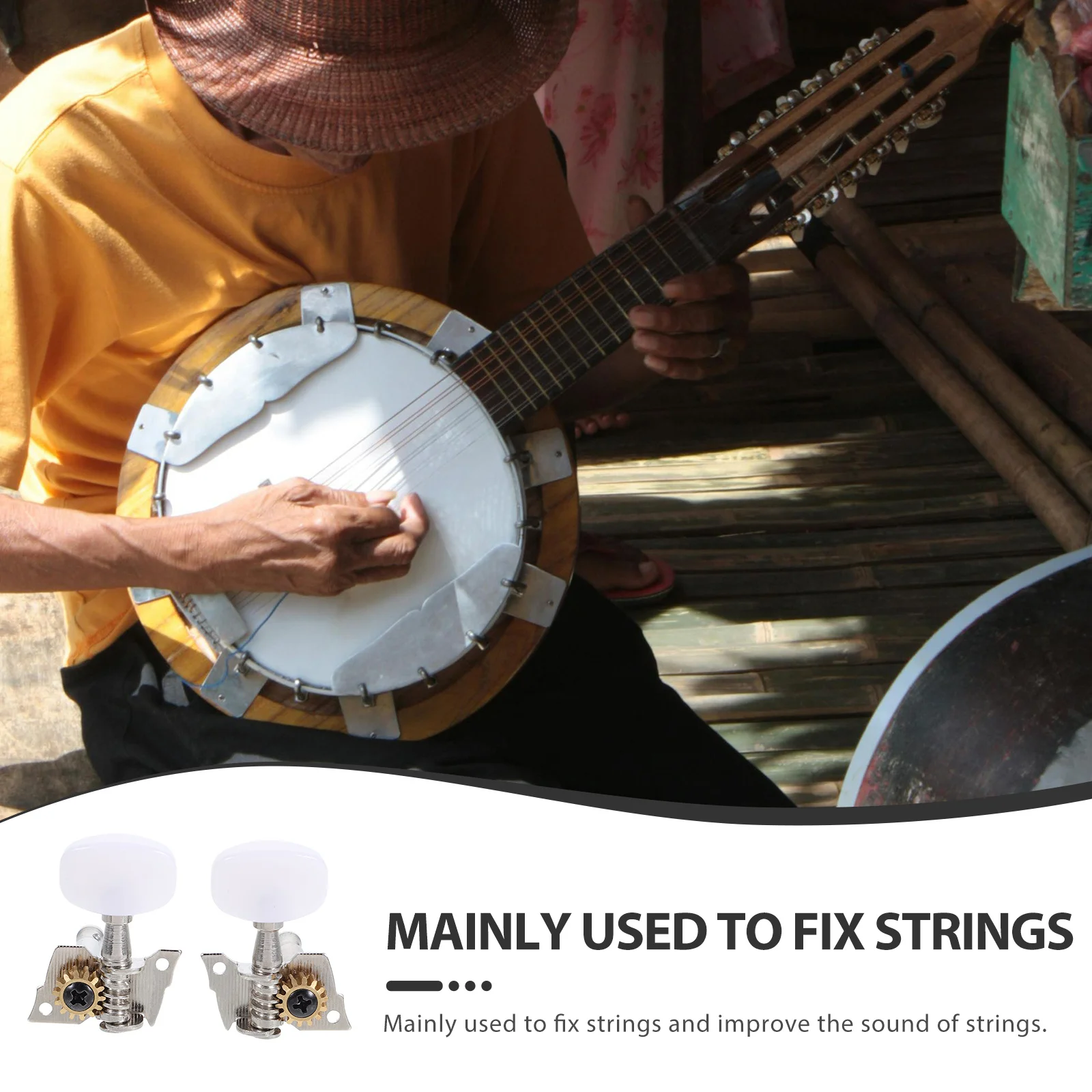 5 قطعة أوتاد ضبط البانجو مع 4 البطانات رأس شديد التحمل لقطع غيار ضبط سلسلة مستقرة Ha103 فضي