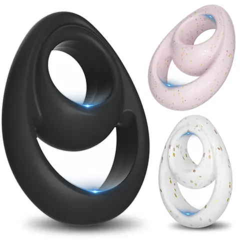 부드러운 실리콘 음경 링 고환 고정 링 발기 지속 시간 지연 사정 볼 스트레처 남성용 섹스토이