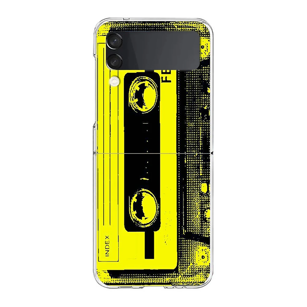 Mixtape Vintage Magnetic Tape Cassette Audio Hard PC Phone Case For Samsung Galaxy Z Flip 6 5 4 Transparent For Galaxy Z Flip 3