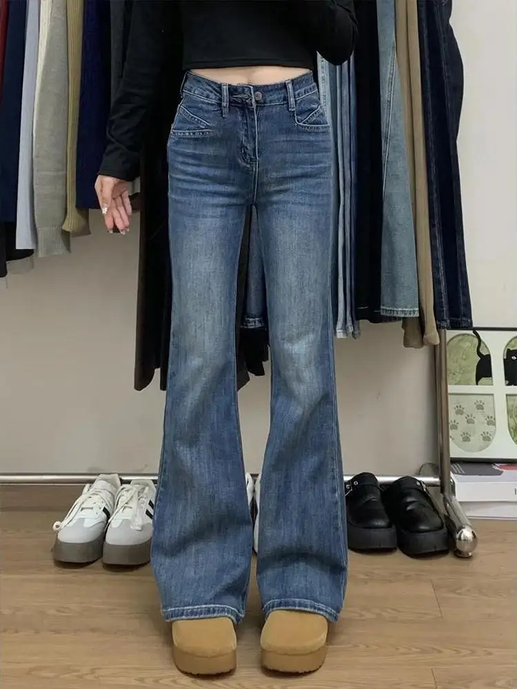 

Loose Comfortable Women's Bootcut Jeans Slimming Winter Sle High Waist Flared Denim Pants Straight Leg Bell Bot
