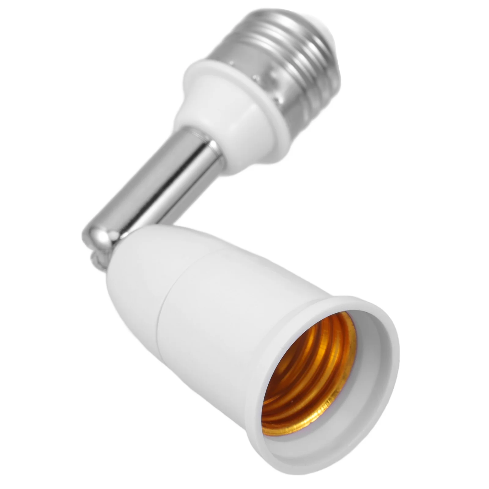 2 Pcs Extended Bend Socket Light Bulb Extender Outdoor Lengthen Adapter Metal Travel White Bulbs