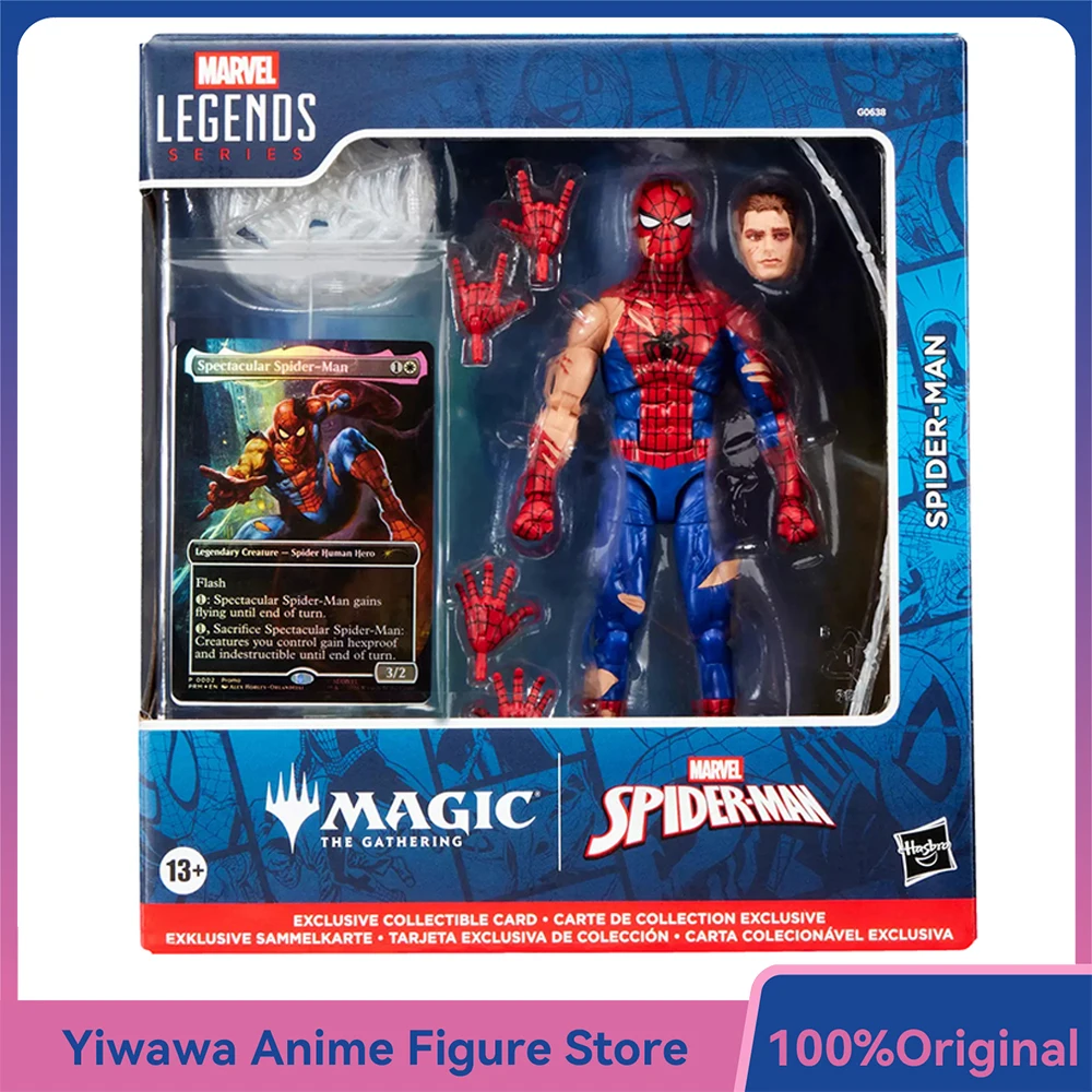 

Original NEW Hasbro Marvel Legends Series Magic: The Gathering Battle-Damaged Spider-Man 15cm Anime Action Figure Model Toys