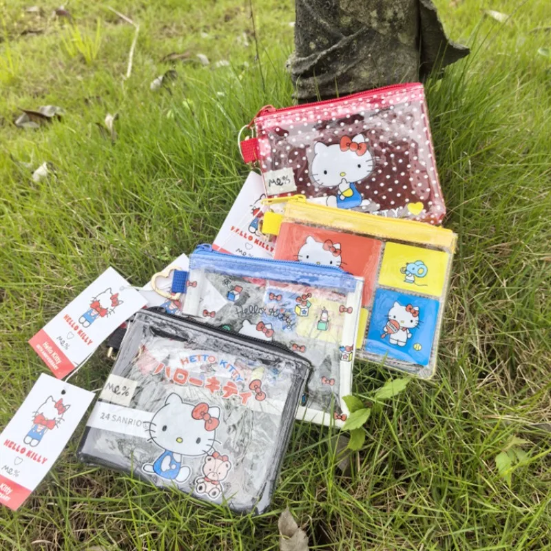 

Kawaii Hello Kitty Transparent Handbag Cute Storage Wallet Lipstick Makeup Coin Bag Women's Accessories Holiday Gifts Wholesale