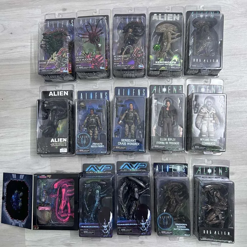 NECA Weyland Dog Xenomorph Warrior Ellen Sergent Grid Private Ricco Frost Snake Scorpion Queen Face Hugger Alien Action Figure