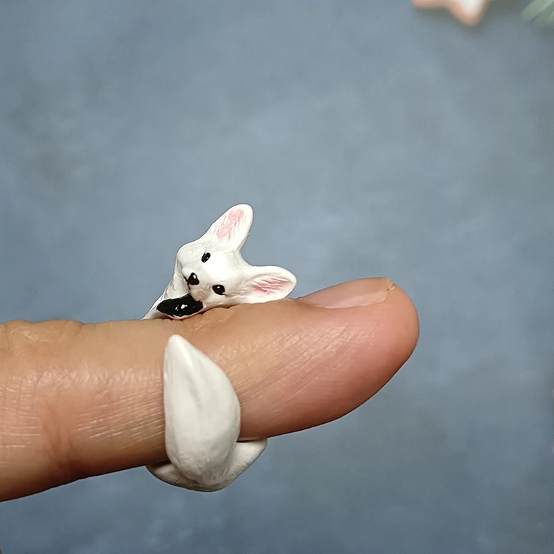 Fashion Cute White Orange Little Fox Ring for Women Girl\'s Cute Little Animals Ring Birthday Gifts Party Jewelry Accessories