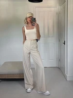 Women Solid Square Neck Ribbed Tank Top Camisole Women Summer Basic Elastic Sleeveless Crop Tops - Image 5