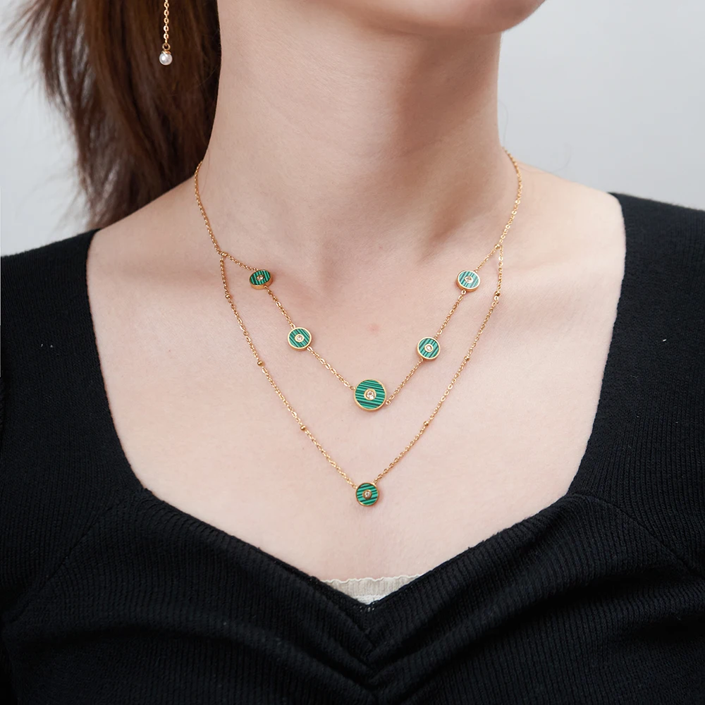 

ENFASHION Collares Para Mujer Peacock Green Disc Pendant Necklace For Women Jewelry Trendy 18K Gold Color Birthday Gift P233420