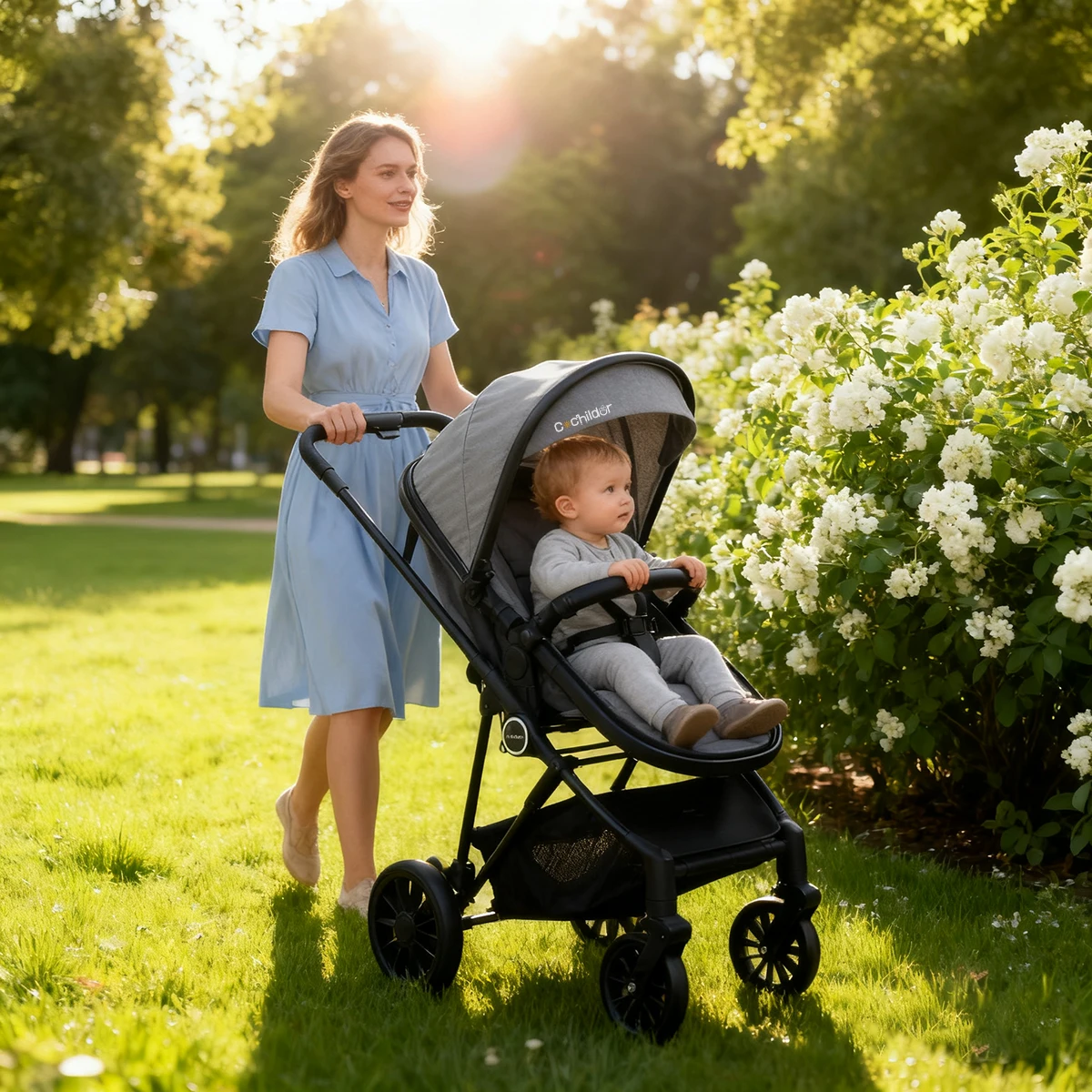 

Baby Stroller 2-in-1, Foldable newborn stroller, can be pushed in both directions,Suitable for aged 0-3, outdoor camping vehicle