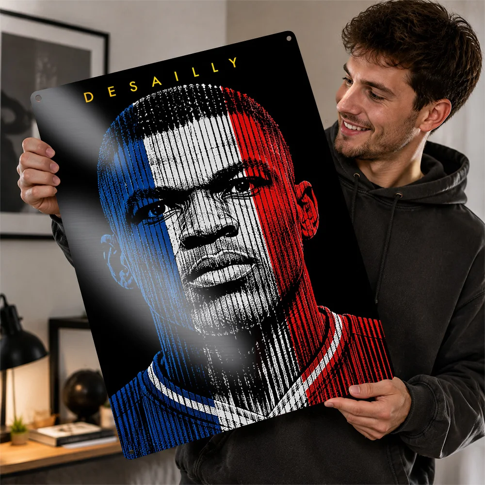 Marcel Desailly Football Printed Poster Customized Metal Sign Club Hero Design Wall Art Perfect For Dedicated Fans In Home Gym