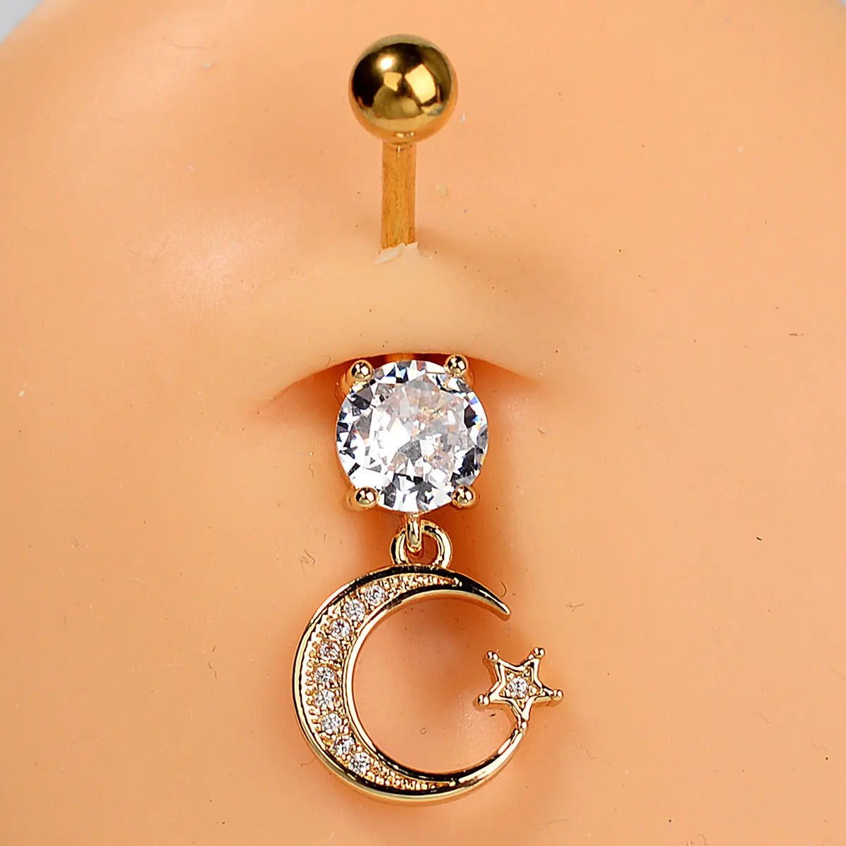 1PC Stainless Steel Sexy Dangling Navel Belly Button Ring Oreja 14G Moon Butterfly Heart Cubic Zirconia Belly Piercing Jewelry