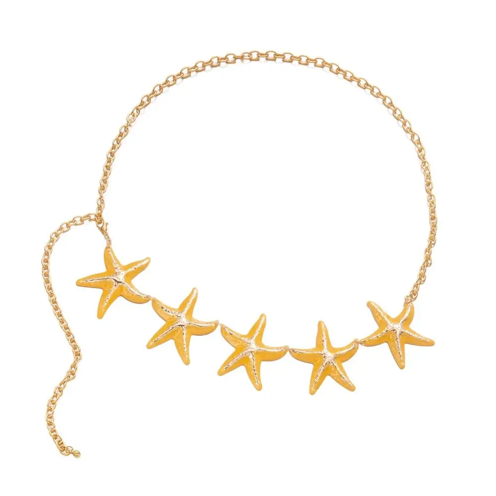 Gold Color Starfish Waist Chain Minimalist Adjustable Bohemian Body Chain Ocean Style All-match Metal Chain Waist Jewelry Women