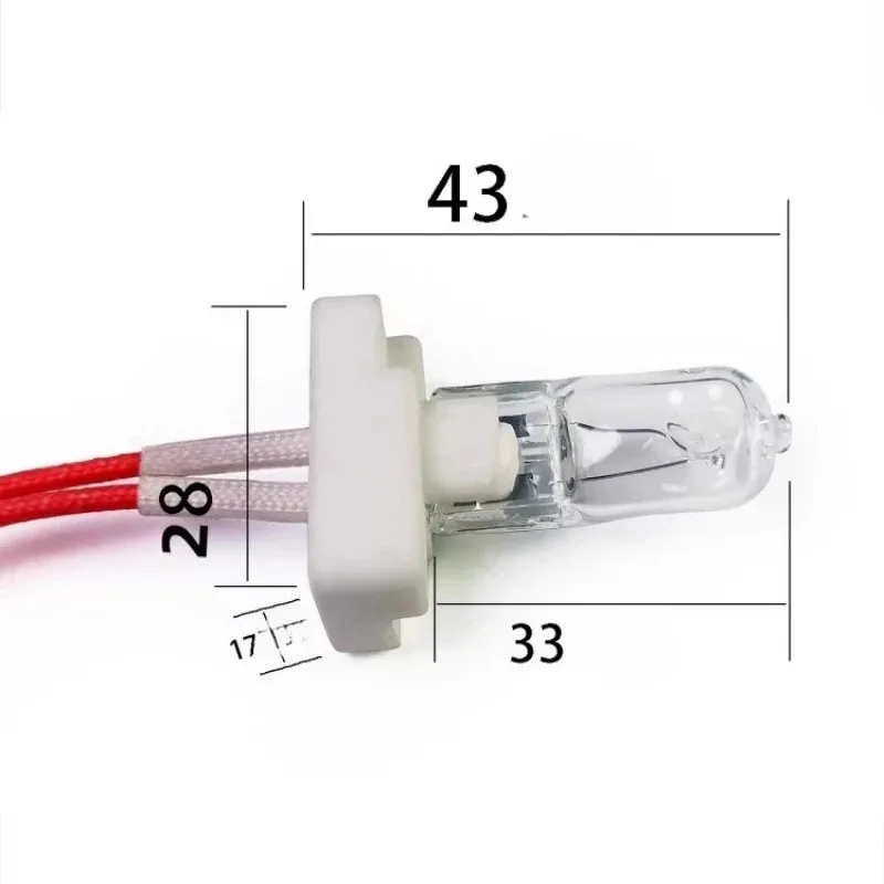 High-temperature ceramic halogen lamps with wires for ovens Air fryers Explosion-proof 300°C bulbs