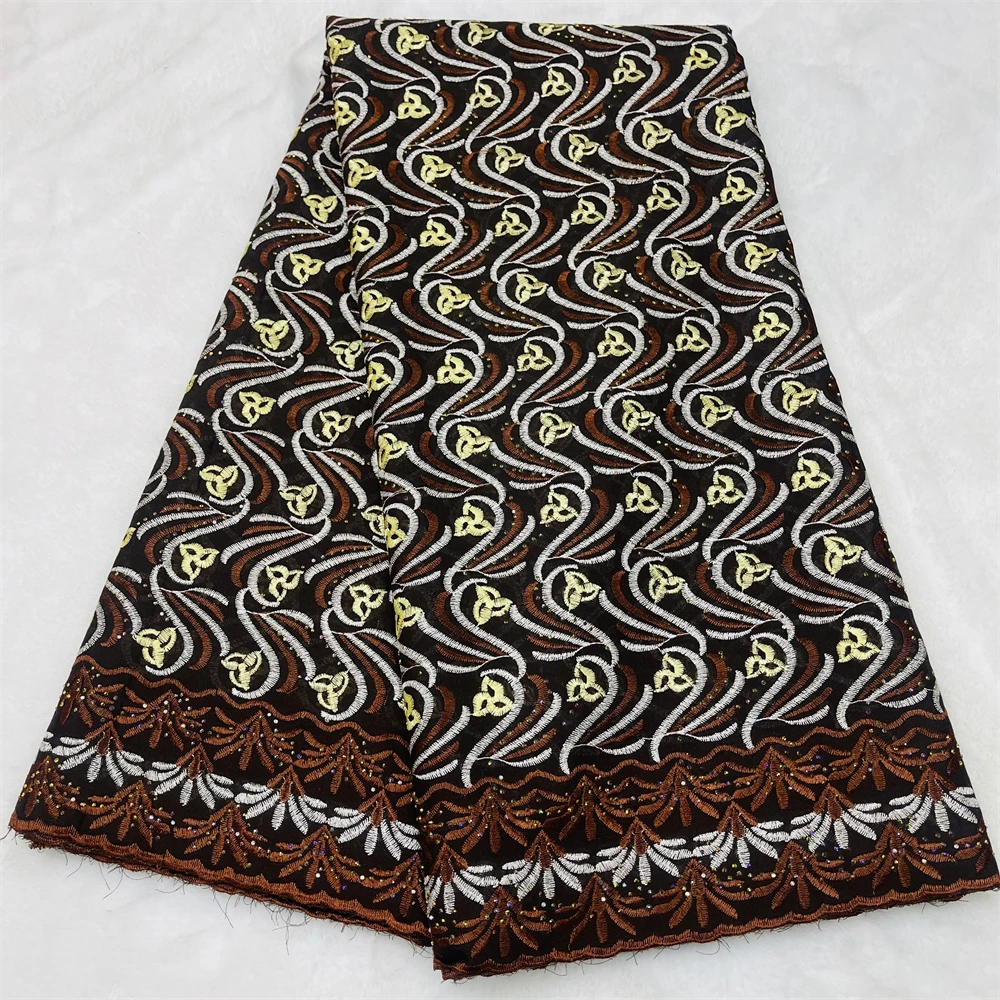 Swiss Voile Cotton Lace Fabric with Tradition Dubai Style Embroidery for African Nigerian Garment Sewing Hot Sale