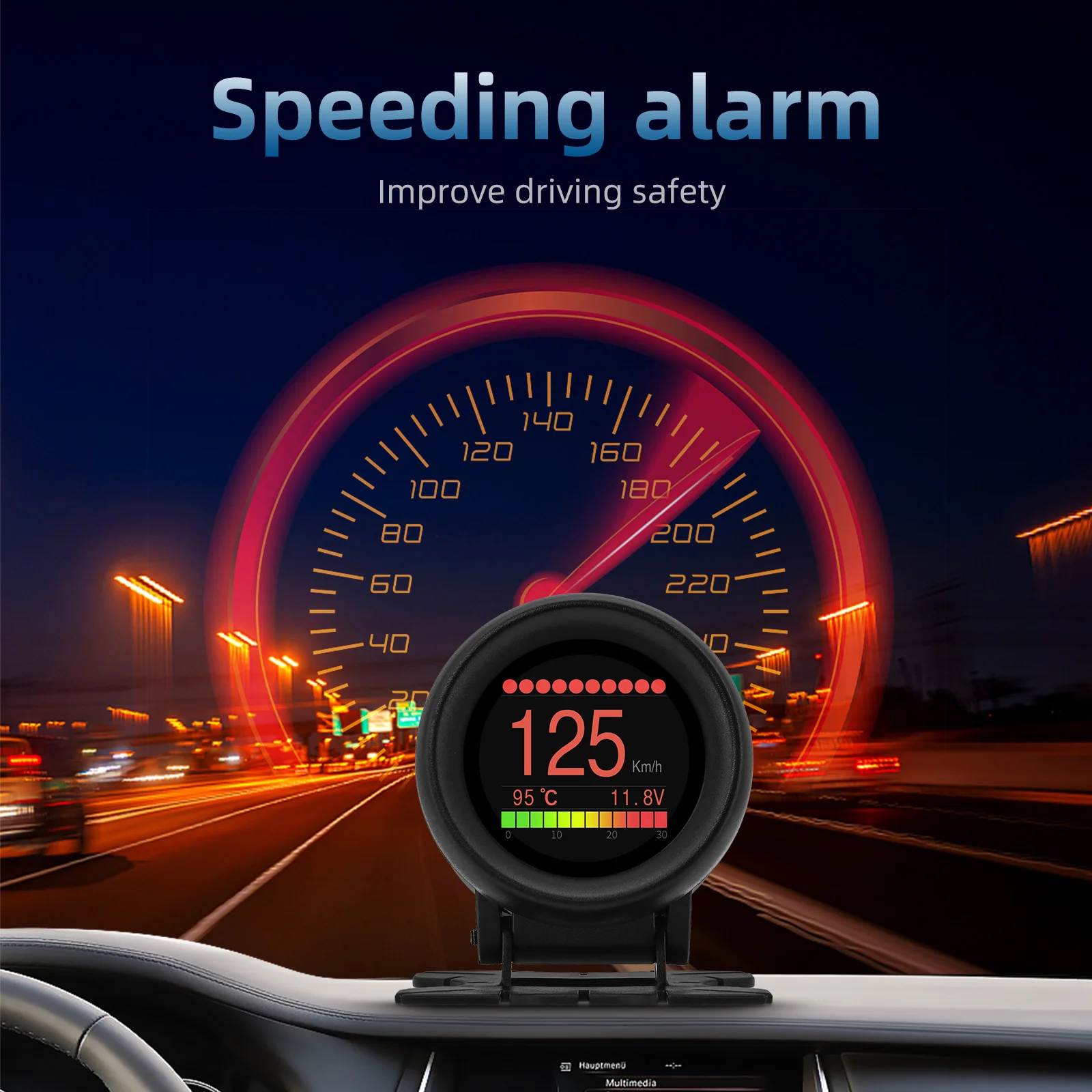 A205 OBD2 Auto Digital Tachometer Meter OBD Bordcomputer Auto Display Gauge OBD HUD Head Up Display Reise Display Geschwindigkeit meter – Detail 10