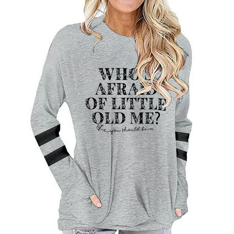 Women Vintage Letter Print Round Neck Long Sleeve Tshirt \
