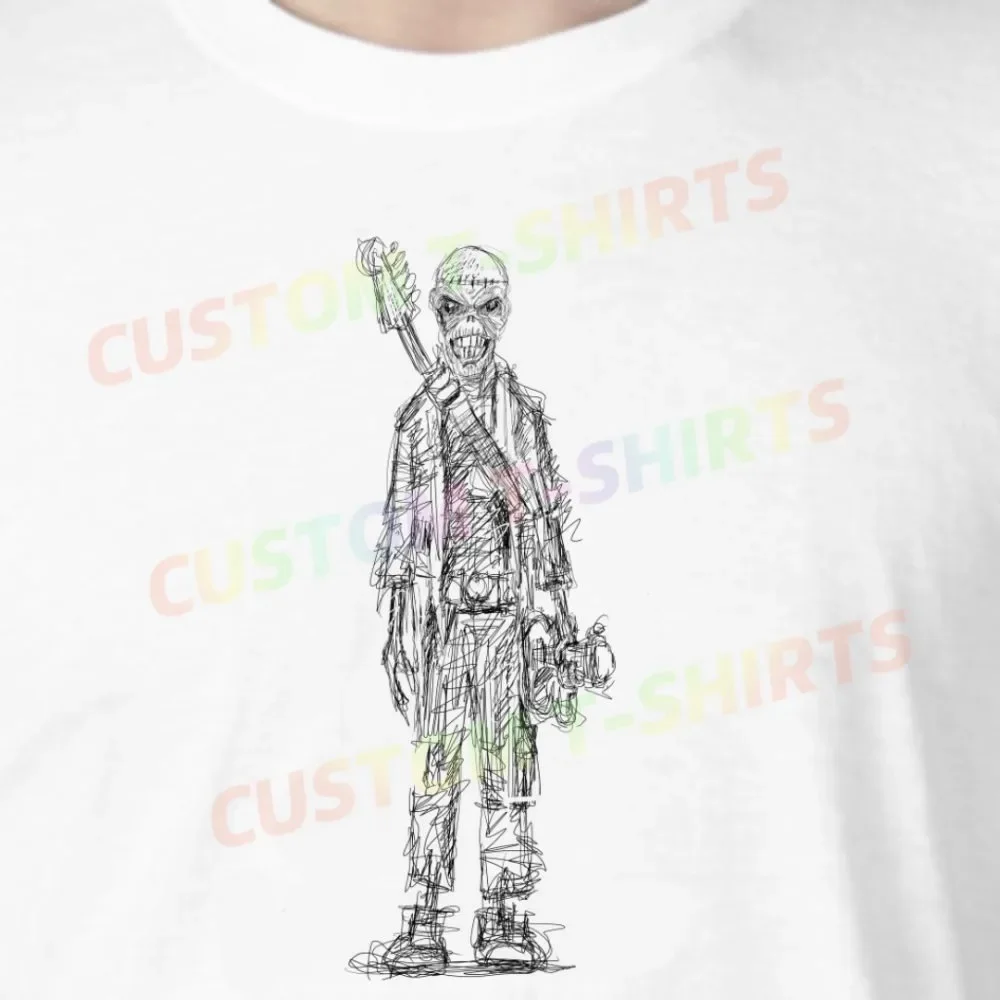 

234 76_Eddie_–_Iron_Maiden Fans' comic-style hand-drawn pattern T-shirts for both men and women in summer