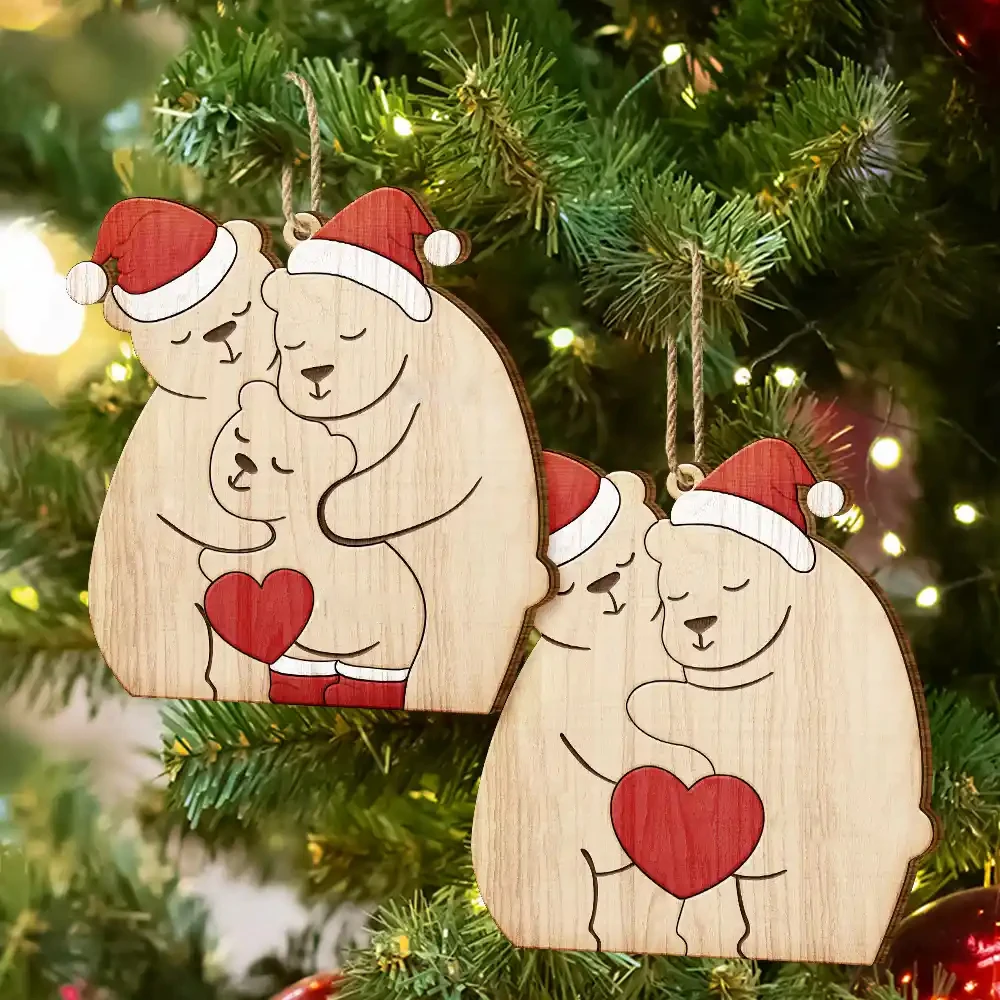 Personalized Christmas Bear Family Ornament Bear Family Puzzle Pieces Christmas Ornament Christmas Gift