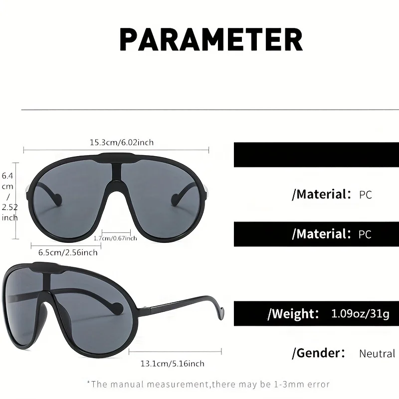 نظارات شمسية مربعة كبيرة الحجم للرجال والنساء ، أزياء فاسق ، إطار كبير ، نظارات شمسية لركوب الدراجات عتيقة ، ظلال متدرجة عتيقة #4