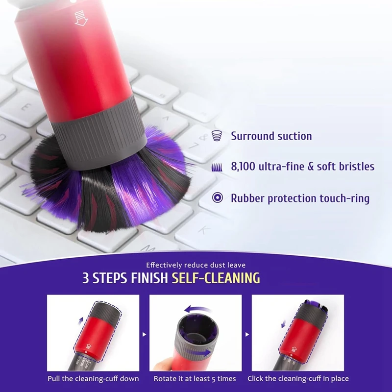 【Berserkk】แปรงปัดฝุ่น + ท่อต่อแบบยืดหยุ่นสําหรับ Dyson V7 V8 V10 V11 V15 เครื่องดูดฝุ่นทําความสะอาดตัวเองชิ้นส่วนขนแปรงนุ่ม