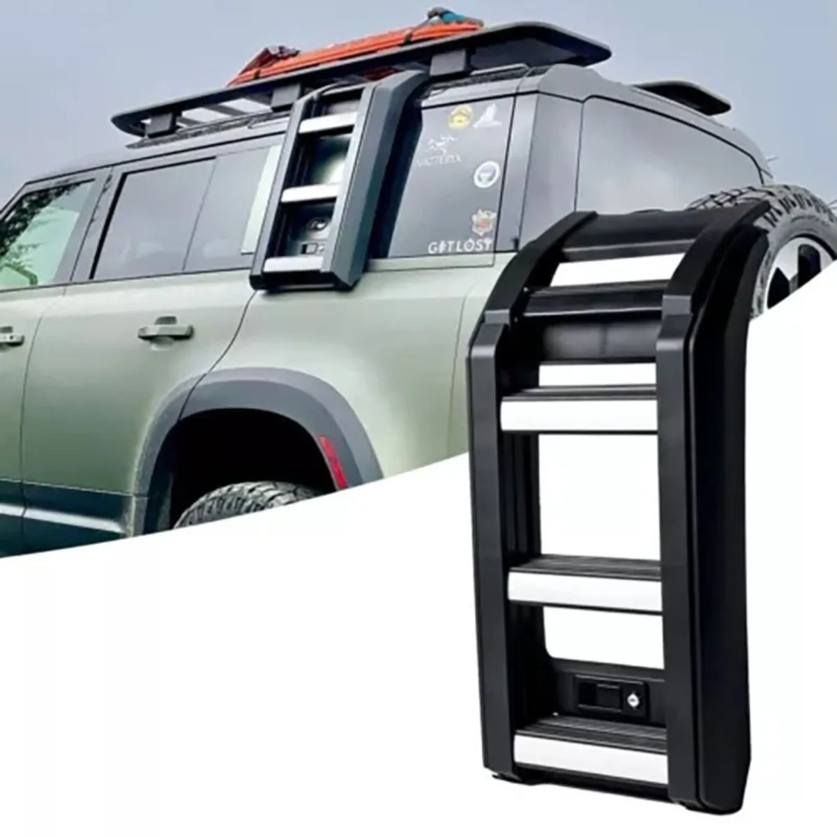 Aluminum Alloy Side Ladder Luggage Rack Climbing Stairs For Land Rover Defender 90 110 Ladder Modification Accessories
