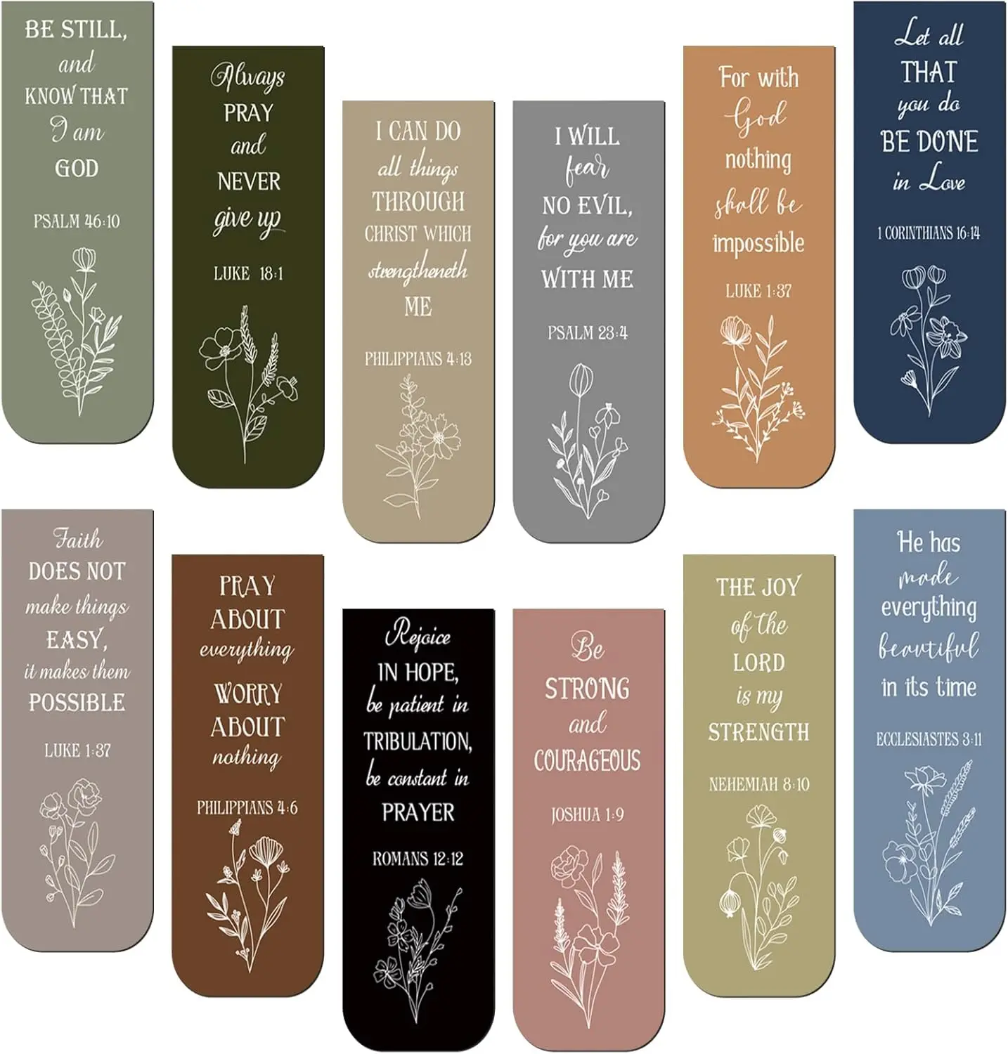 

48 Pcs Bible Verse Magnetic Bookmarks, 0.8x4.7in Inspirational Scripture Book Markers for Women Men Religious Motivational Flower Page Clips