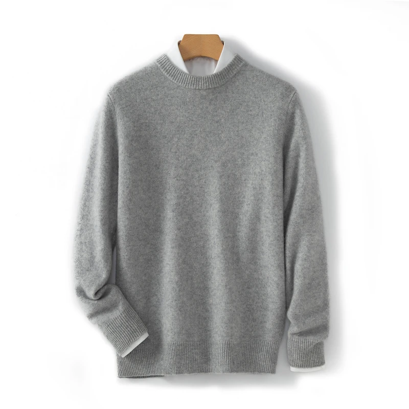 

Autumn and winter new Meilino cashmere sweater men's round neck thick knit sweater loose base sweater warm shirt