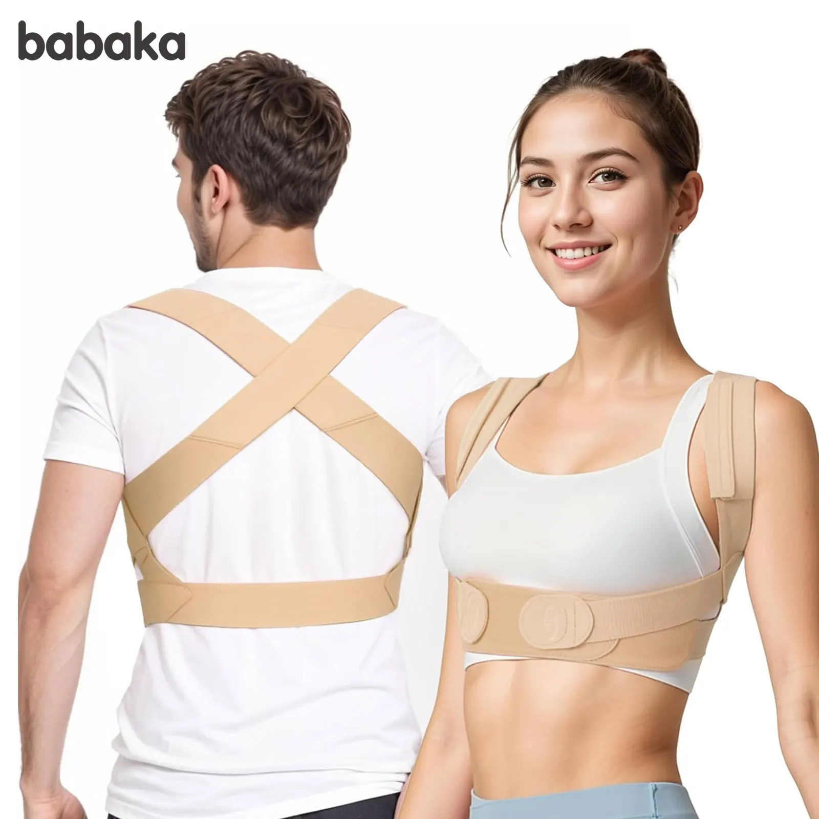 

Babaka Invisible Back Posture Corrector Back Brace Support Belt Spine Back Shoulder Lumbar Posture Correction for Women and Men