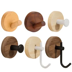 Towel Hooks Wall Mounted Adhesive Bathroom Coat Hooks for Hanging Robes Clothes Hanger Hook Bedroom Kitchen Wood Beech Wall Hook