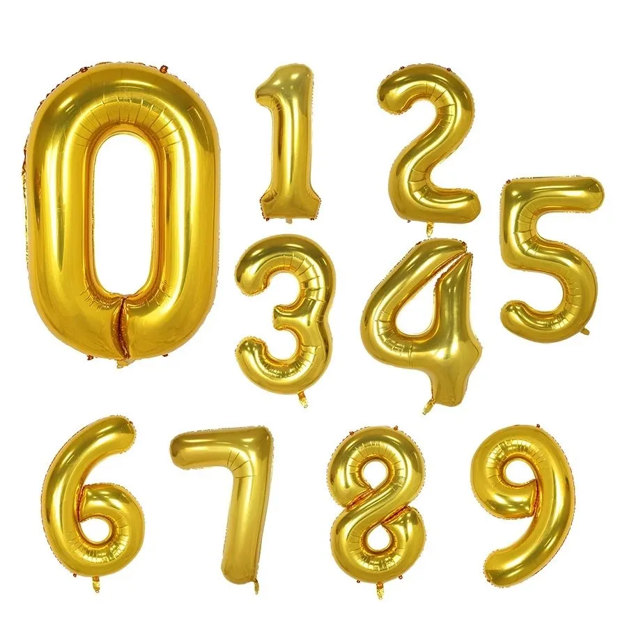 Large 32inch Foil Number Balloon Adult Kids Birthday Anniversary Decoration Party Gold 0 1 2 3 4 5 6 7 8 9 Balloon