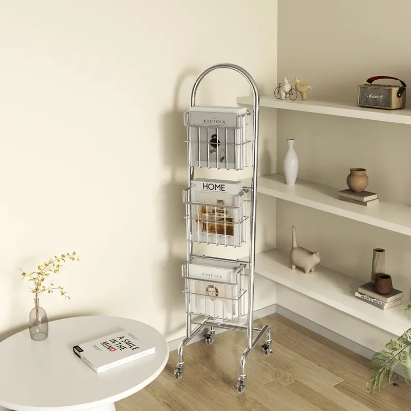 Folding information rack Studio Floor-to-ceiling medieval magazine rack Vertical newspaper and propaganda rack