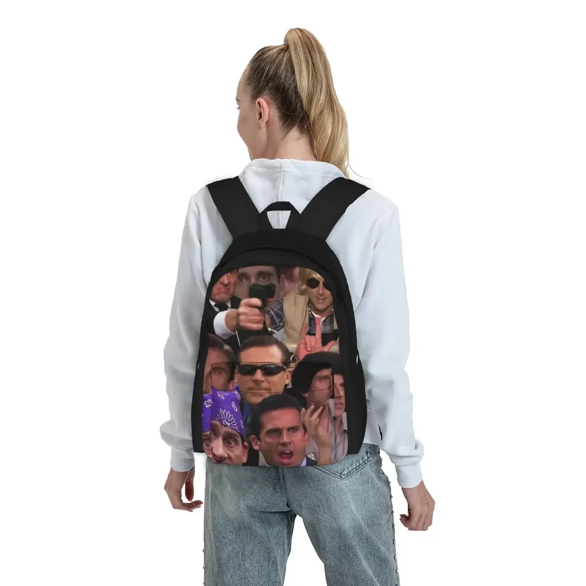 Michael Scott Collage - The Office Backpacks Boys Girls Bookbag Students School Bags Cartoon Travel Rucksack Shoulder Bag