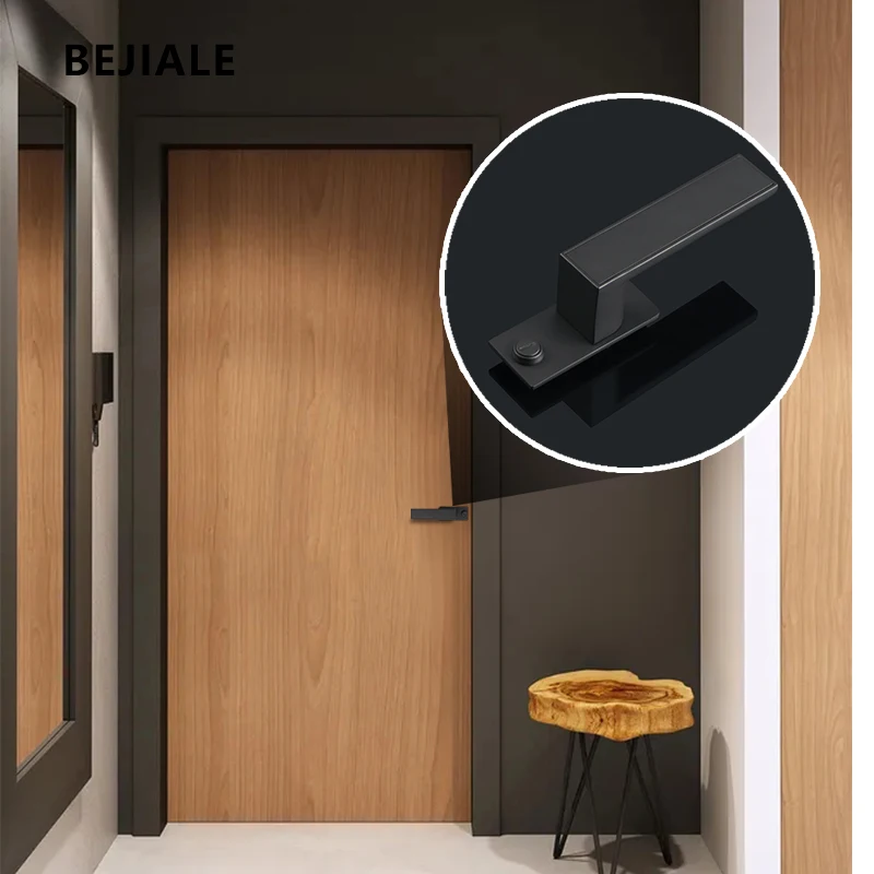 Minimalist Door Lock Indoor Bedroom Room Door Lock Black Gray Modern Magnetic Suction Mute Wooden Door Ecological Doorknob