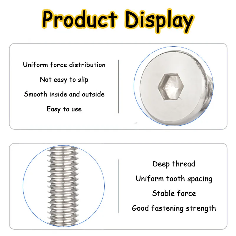 304 Baja Tahan Karat M6 M8 M10 M12 CM Soket Segi Enam Hex Ultra Tipis Super Rendah Kepala Wafer Datar Tutup Allen Panjang Sekrup 6 ~ 120Mm