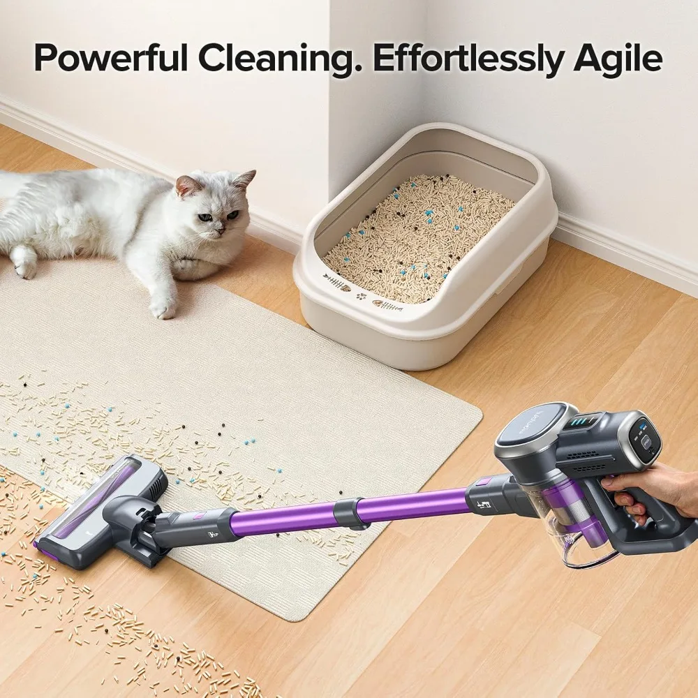 Cordless Vacuum Cleaner with LED Display,Max 50 Mins Runtime,Powerful Suction, Rechargeable,Handheld Vacuum for Pet Hairt/Floor