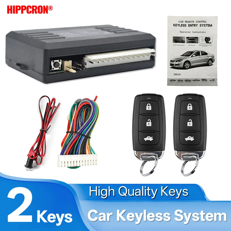 HIPPCRON Car Remote Central Door Lock Keyless System Central Locking And Unlock Car Alarm Kit Universal With 2 Remote Control