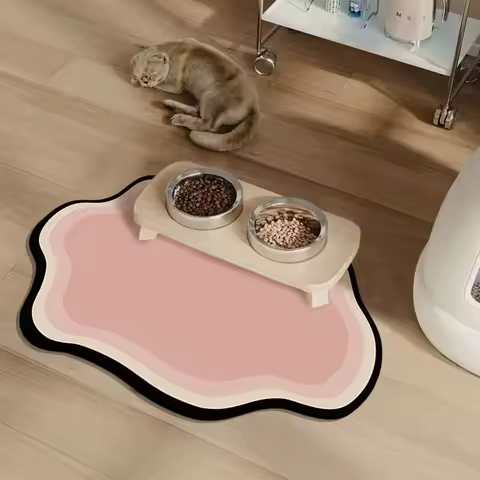 VIKAMA Cute Cartoon Pet Placenta, Dog Food Mat, Leak-Proof Diatom Mud, Easy-To-Maintain And Anti-Slip Kitchen Floor Mat