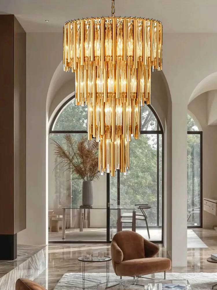 

American LED Home interior lighting, stainless steel glass chandelier lustre, suitable for living room, dining room ceiling