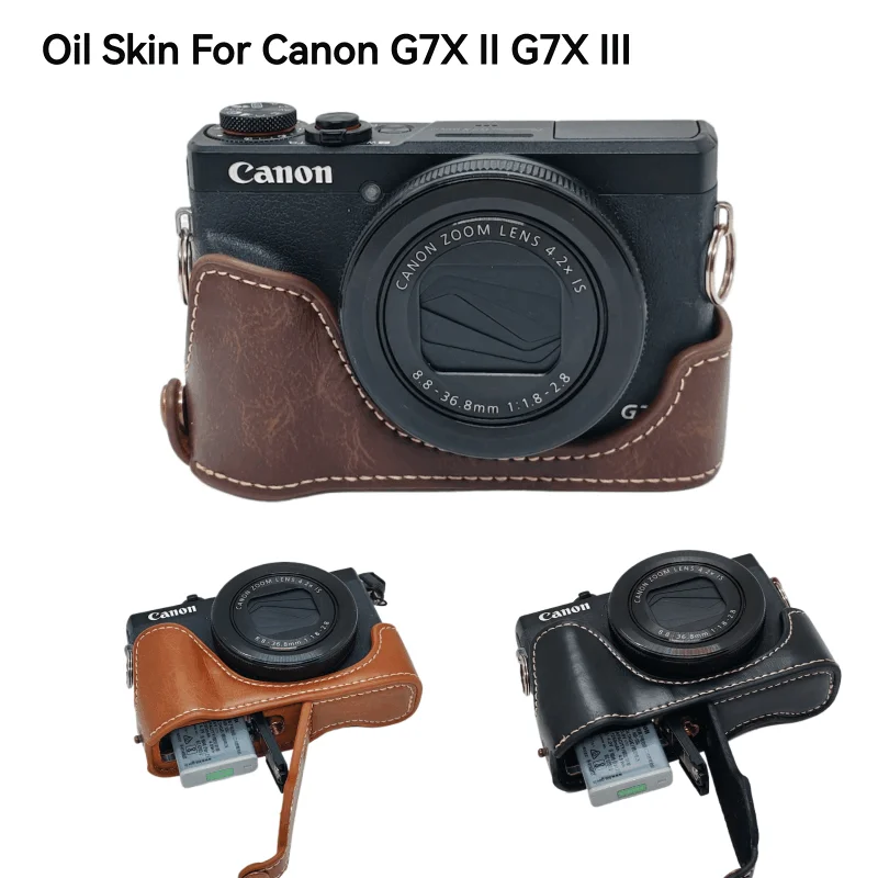 G7XIII PU Leather Half Body Case For Canon Powershot G7X Mark II III G7X II G7X III G7X3 G7X2 Camera Bag Bottom Cover
