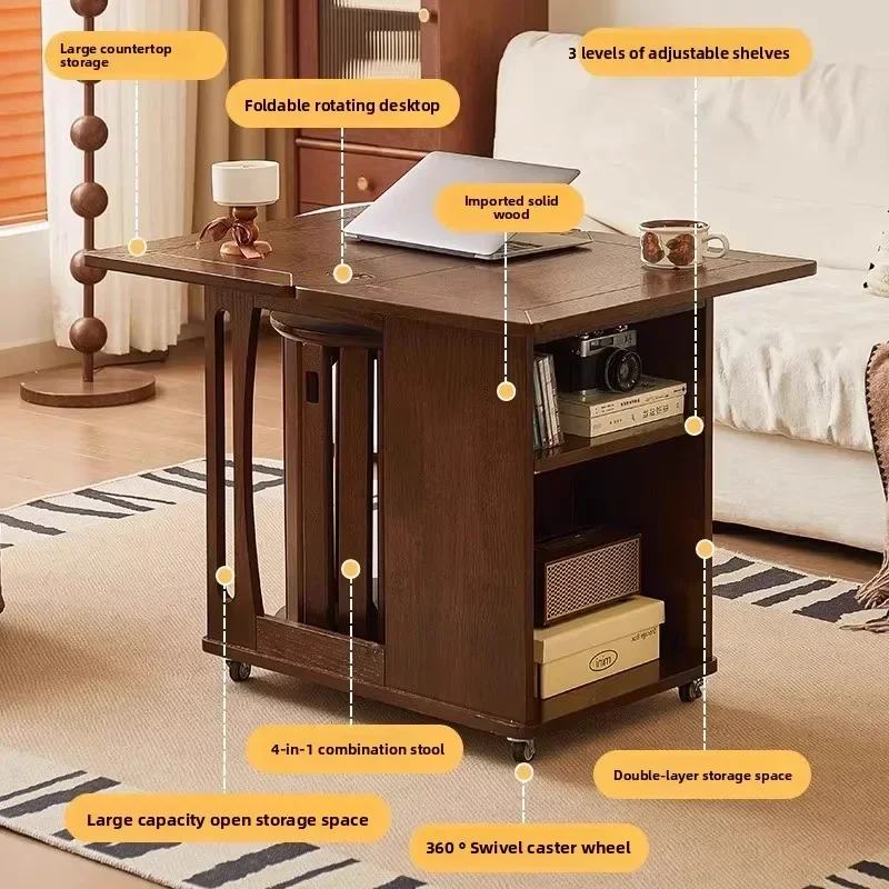 Multi-functional Coffee table removable foldable side table trolley table sofa side cabinet