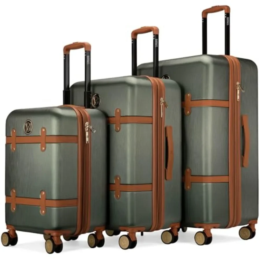 Travel luggage set for airport use, polycarbonate-ABS material, vintage beige color, lightweight and expandable design