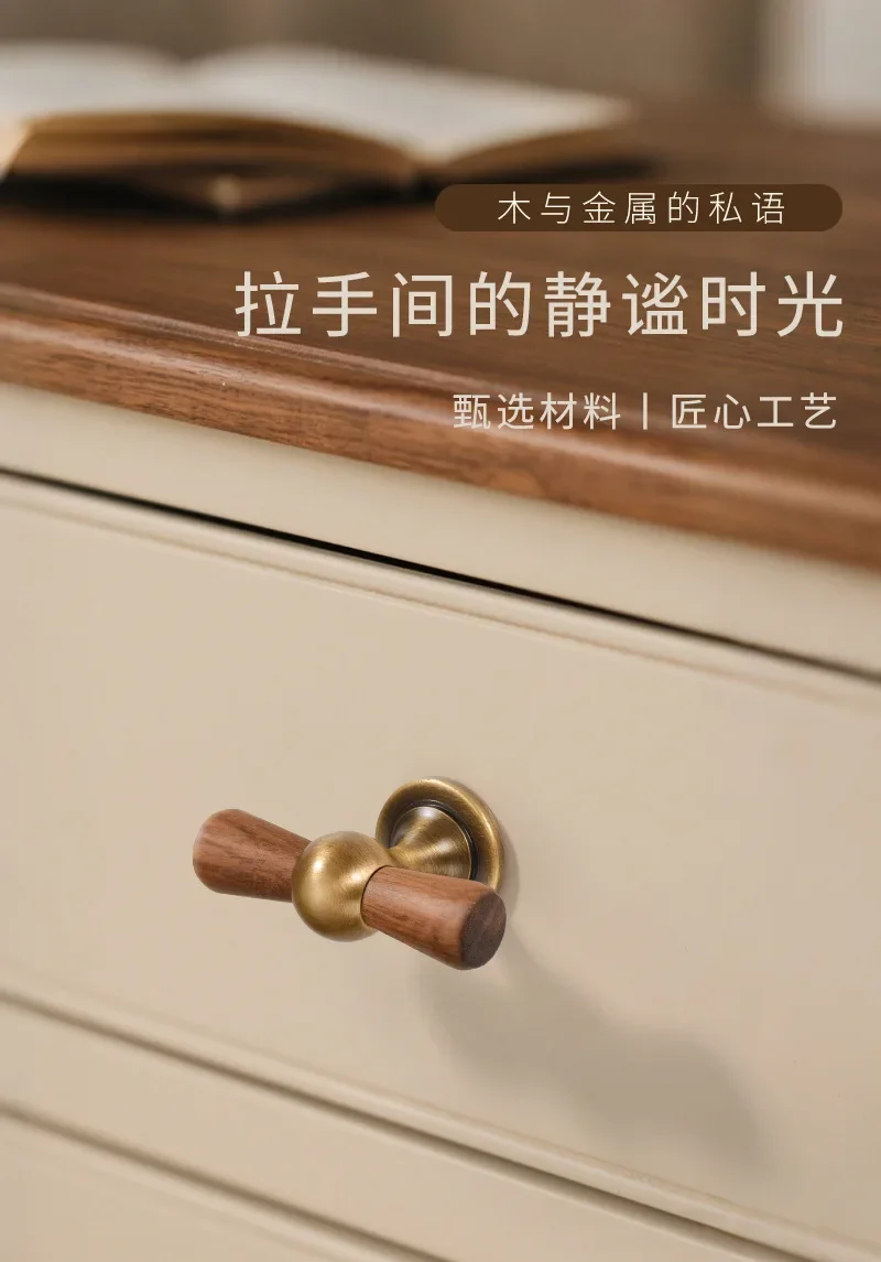 Walnuss- & Messing-Schranktürgriff in Antikbronze/Griff für Schrank/Schublade S Retro Einloch-Kleiderschrank-Türknauf Möbelgriff – Detail 1