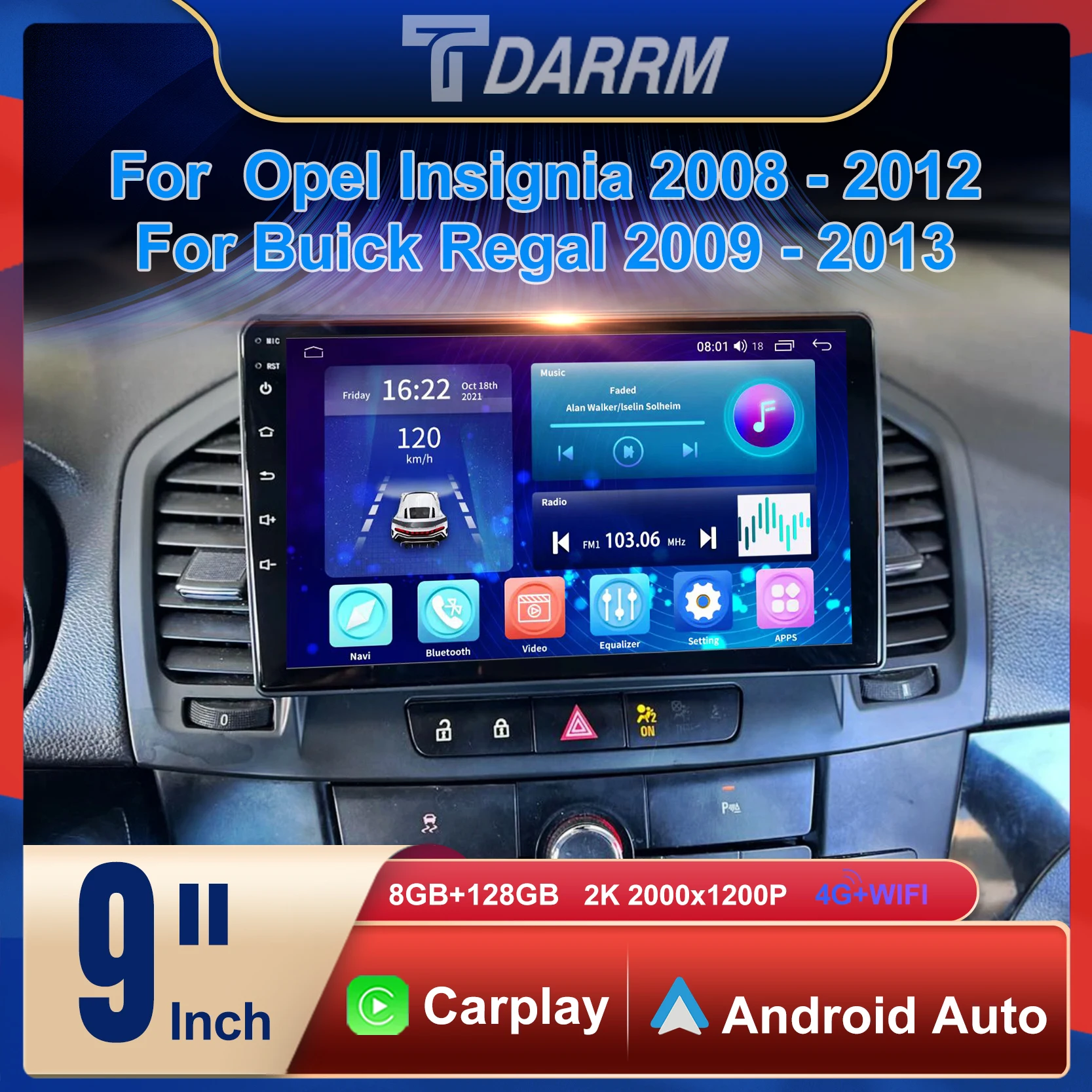 

For Buick Regal 2009 - 2013 Car Radio Fascias 9 inch Stereo Panel 2Din Dashboard Installation Trim Frame GPS DVD Kit