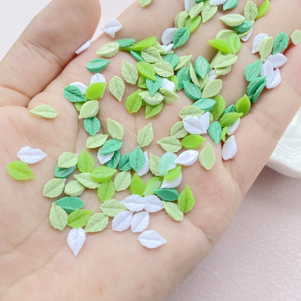 200Pcs New Cute Resin Mini Small Leaves Flatback Jewelry Making Manicure Hairwear Accessories