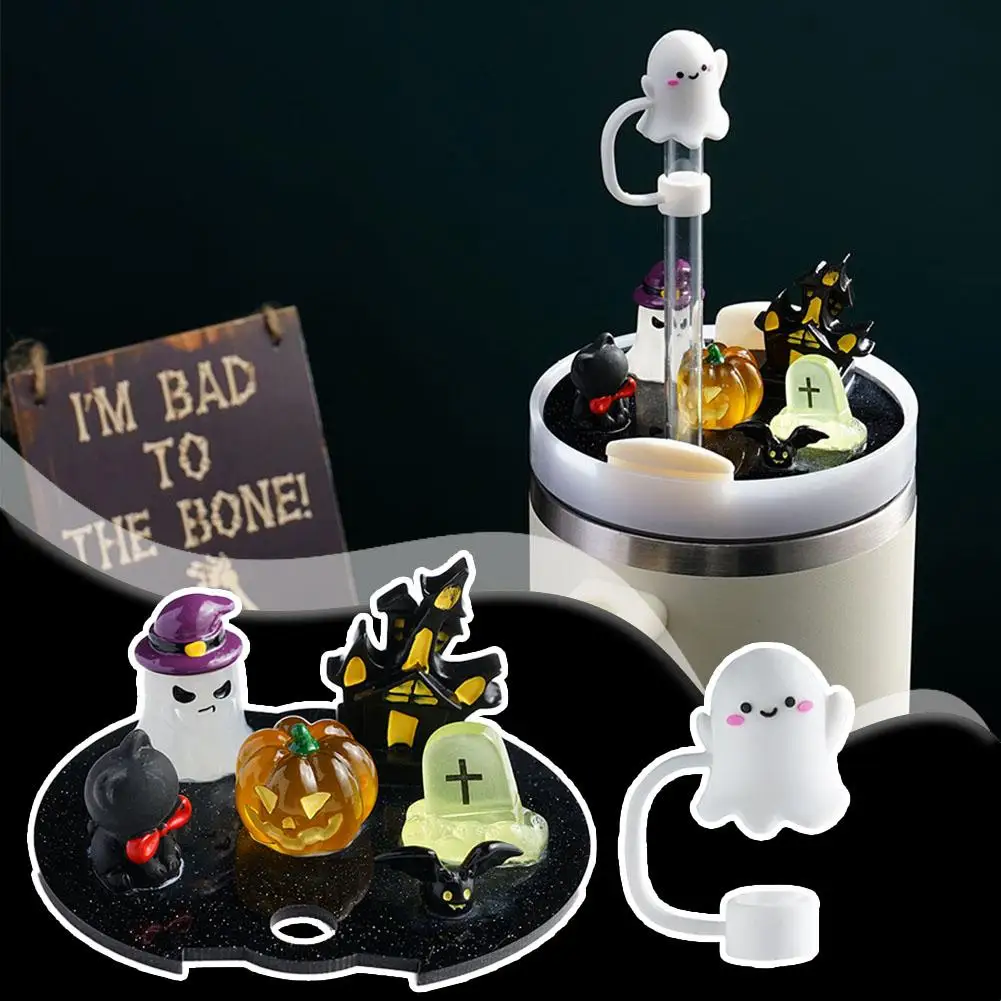 For Ice Bully Cup 40oz Cartoon Stereo Designer Straw Diameter Large Cap Cup Water Stopper Designer Dust Cap Halloween Straw P4Z2