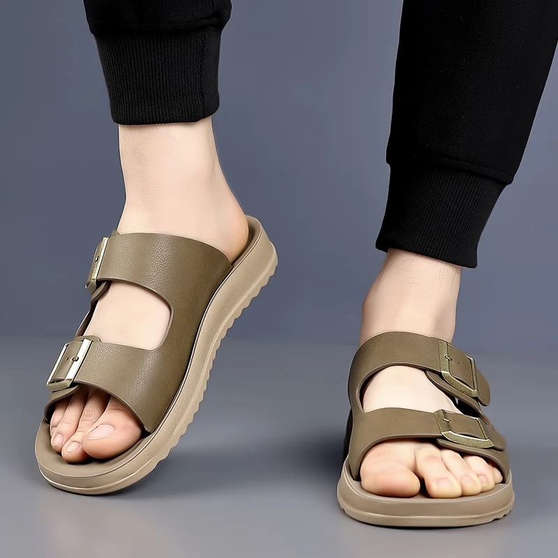 شباشب منزلية للرجال من العلامة التجارية، أحذية شاطئ عصرية للترفيه في الهواء الطلق، أحذية تخييم خفيفة الوزن للرجال في الصيف