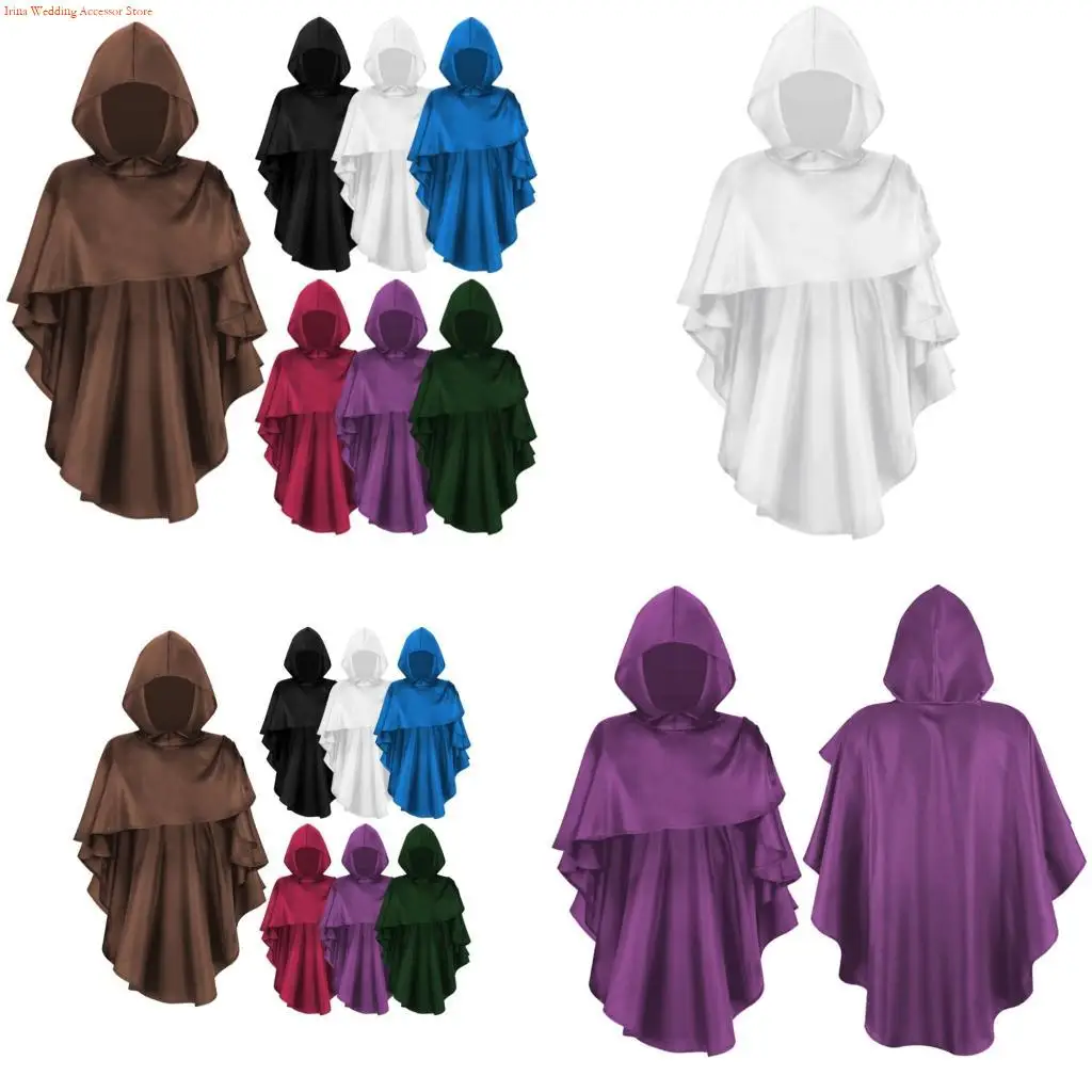 

G92D Medieval Hooded Scarf Post Apocalyptic Shawl Scarf Shaman Cowl Halloween Costume